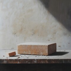 Eraser Block on Textured Surface in Minimal Composition
