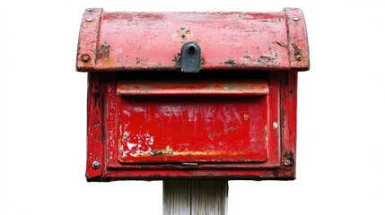 red mailbox isolated on white with 100-200 characters and ending