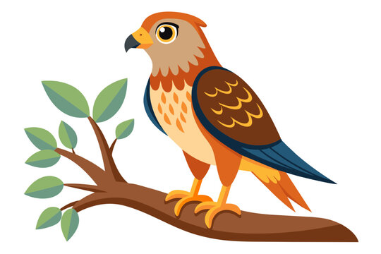 recommend clip art: Cute illustration of harrier sitting on the branch vector art illustration 