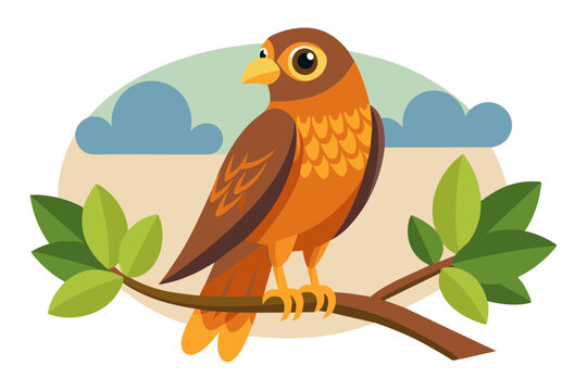 recommend clip art: Cute illustration of harrier sitting on the branch vector art illustration 