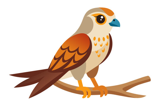 recommend clip art: Cute illustration of harrier sitting on the branch vector art illustration 