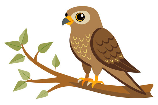 recommend clip art: Cute illustration of harrier sitting on the branch vector art illustration 