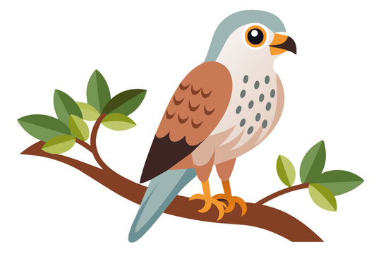 recommend clip art: Cute illustration of harrier sitting on the branch vector art illustration 