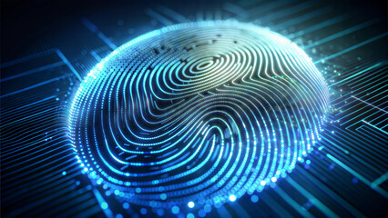 Abstract Blue and Orange Digital Fingerprint with Glowing Lines