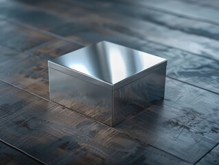 Metal box on wooden floor