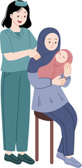 Fototapeta premium Midwife and new mom holding baby
