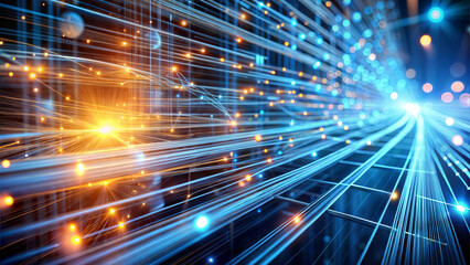Obraz premium Futuristic glowing digital highways with vibrant light trails showcasing data transfer technology