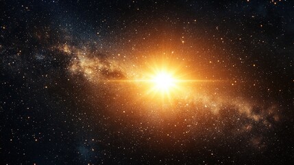 A stunning image of the bright sun against a dark starry sky, showcasing the contrast between the intense light of the sun