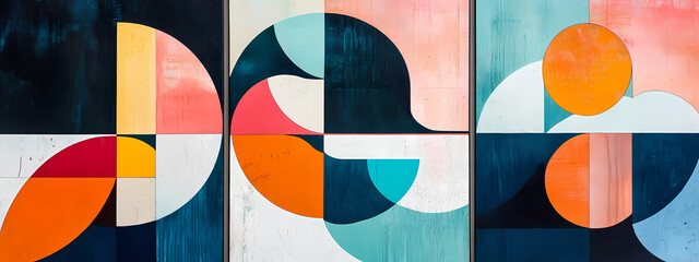 Contemporary Abstract Artwork with Geometric Panels
