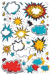 Obraz premium Comic Speech Bubbles and Stars Collection