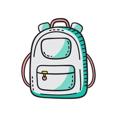 Backpack colored doodle hand-drawn vector icon