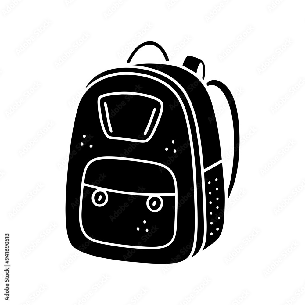 Sticker backpack doodle hand-drawn vector icon