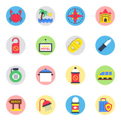 Set of Travel and Fun Flat Icons

