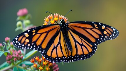 Close-up of a butterfly on a flower showing wing detail