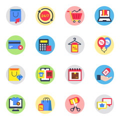 Set of Shopping and Buying Flat Icons 

