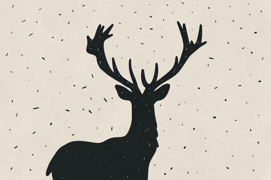 Festive reindeer silhouette for holiday postcards