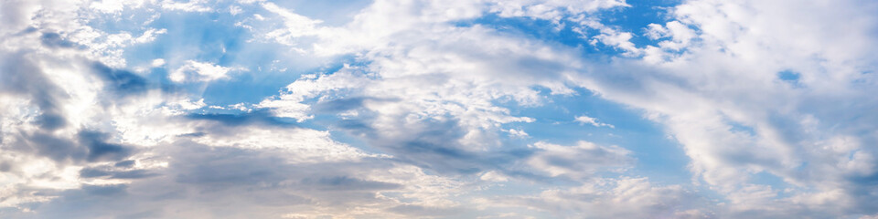 Panorama sky with cloud on a sunny day. Beautiful cirrus cloud..