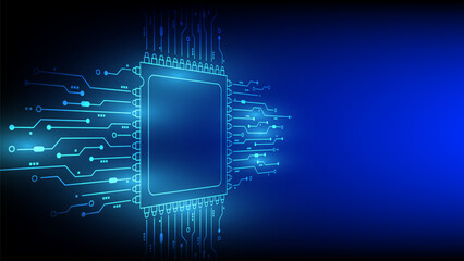 Abstract technology speed concept. Technology chip processor background circuit board blue technology background vector.	