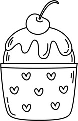 cupcake lineart doodle coloring