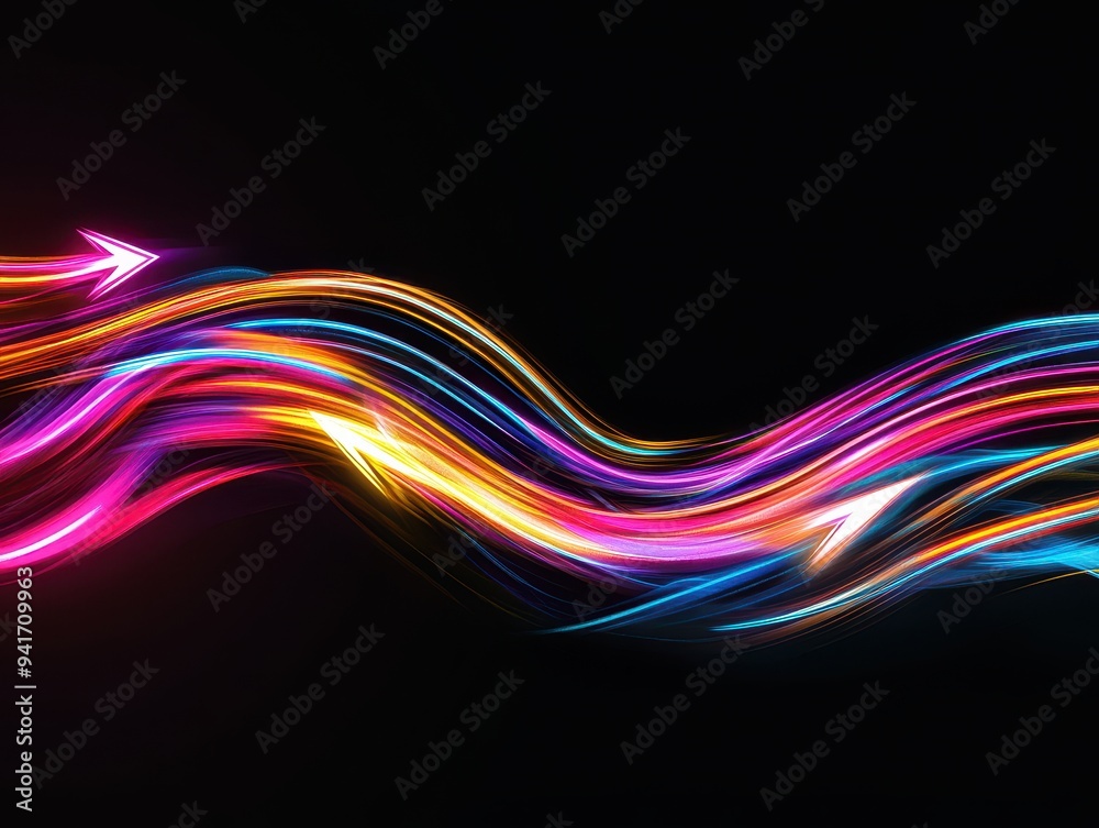 Fototapete colorful abstract light streaks on a black background, creating a dynamic and vibrant energy with sm
