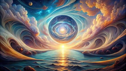 Flux of Existence: Fluid, ethereal forms merge and transform, capturing the ever-changing nature of reality.