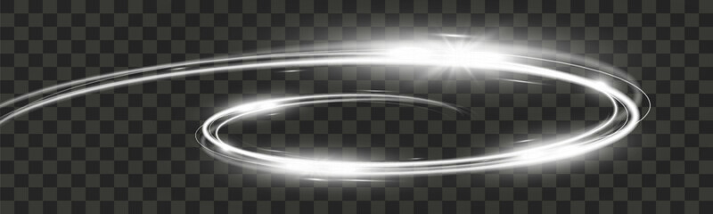 White blur trail wave, circle silver line of light speed.Vector illustration. © NAUM