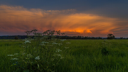 Obraz premium Aufnahme einer riesigen Regenwolke im Abendlicht