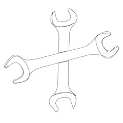 continuous line drawing nuts bolts screwdriver icon