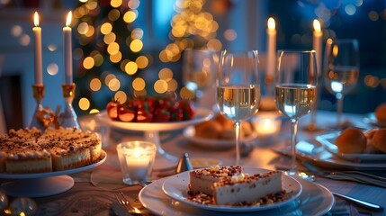 Elegant Birthday Dinner Party with Gourmet Feast and Warm Candlelit Ambiance