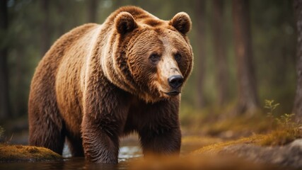 Majestic Brown Bear in Its Natural Habitat.