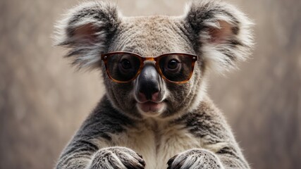 Cool Koala in Sunglasses Peeking Through Wall.