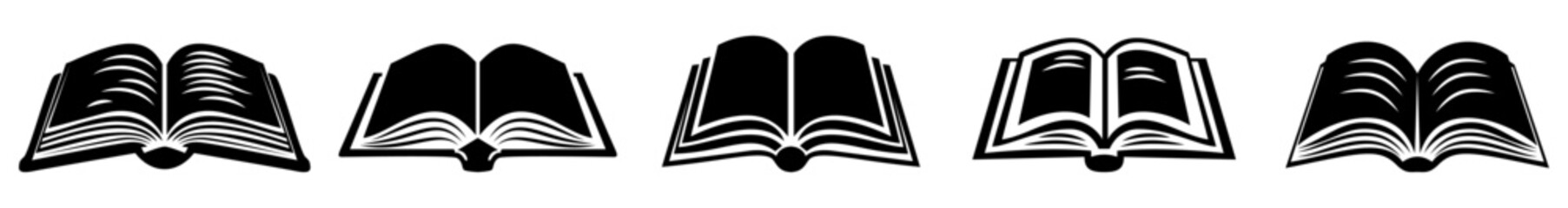 Set of Open Books template flat icons, on transparent background, flat design vector illustration, education concept