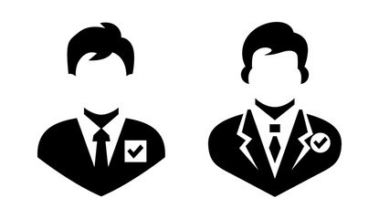 Set of Man Approval Check template flat icons, on transparent background, flat design vector illustration, politics election concept