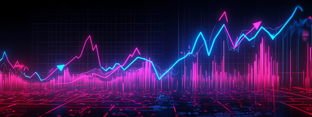 Fototapeta premium Market Trends in Neon