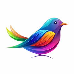 Obraz premium Colorful bird with rainbow wings on white background