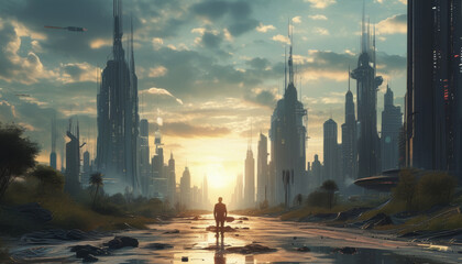 Obraz premium Photo illustration of a futuristic view of planets in the universe