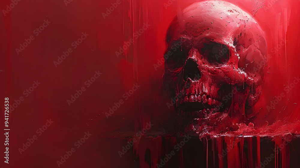 Canvas Prints red skull on red background gives a scary feel with space for text.