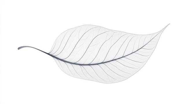 Elegant, flowing lines forming a single leaf silhouette with subtle detail, representing natureas simplicity on a white background.