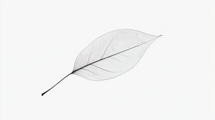 Elegant, flowing lines forming a single leaf silhouette with subtle detail, representing natureas simplicity on a white background.