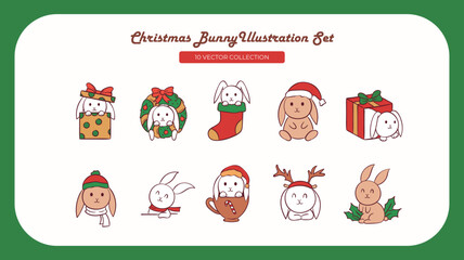 Chrismas Bunny Illustration Set