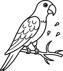 Kid-friendly parrot line art ideal for a coloring book to spark artistic expression
