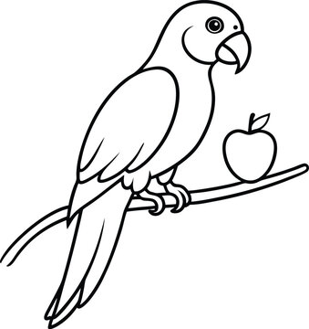 recommend clip art: Simple parrot line art perfect for kids to color with vibrant shades and creativity
                    