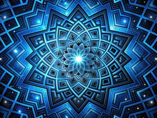 Obraz premium Geometric Starry Labyrinth: Intricate, geometric, blue, black, abstract