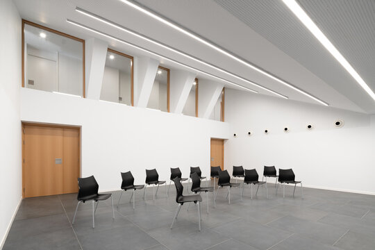 Modern auditorium interior with minimalist design