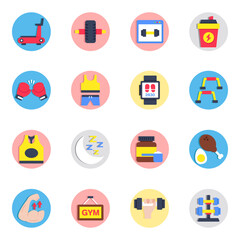 Set of Workout Flat Icons

