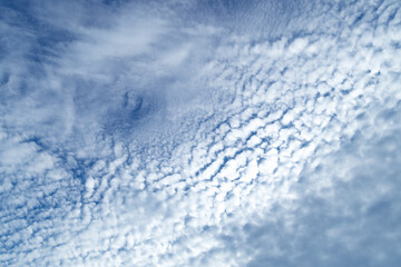 Blue sky and white clouds. Beautiful cloud landscape.