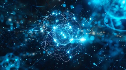 Obraz premium Abstract Digital Network Sphere with Connections