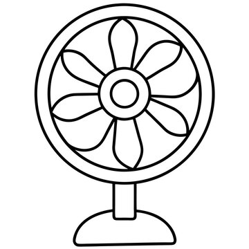 recommend clip art: line art of an Electric Fan on a White Background