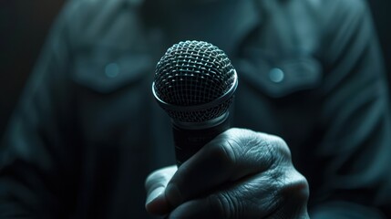 The microphone in hand
