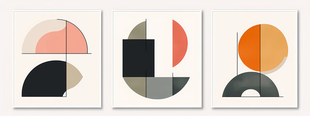 Abstract Art Panels with Minimalist Geometric Forms